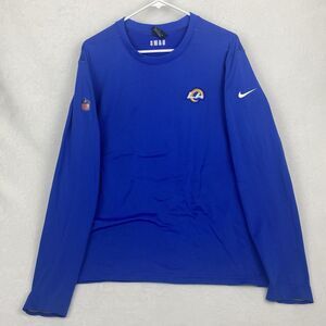 LA Rams Nike Dri Fit NFL On Field Shirt Mens Medium Blue Logo Long Sleeve